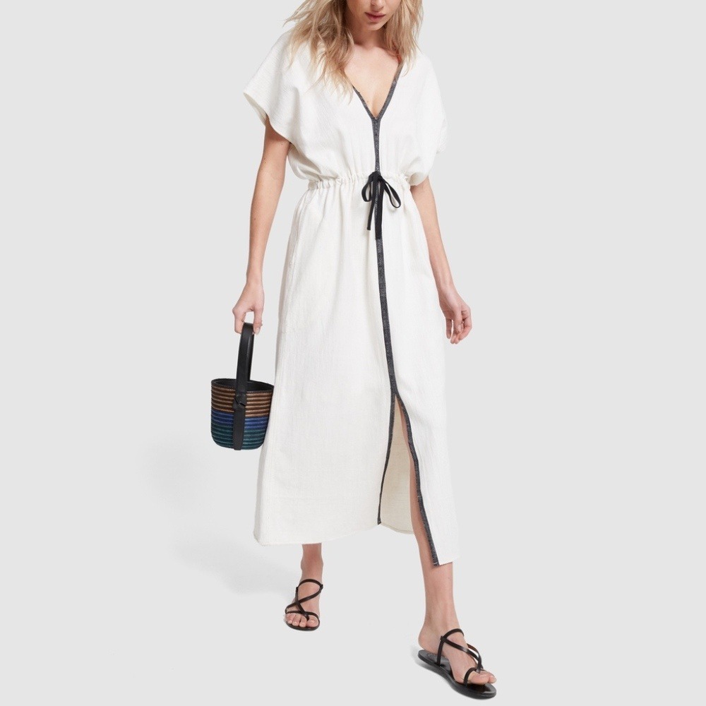 Aish Ava Dress Cotton White Midi Length S/M Small Medium